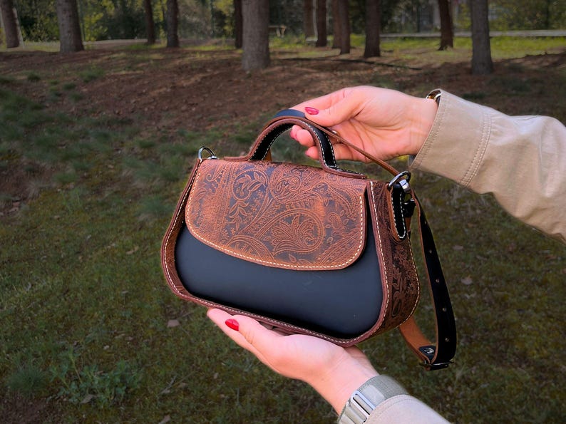 Handbag PDF Pattern / Downloadable Shoulder Bag Pattern / Leather Crossbody PDF Template / Video Tutorial