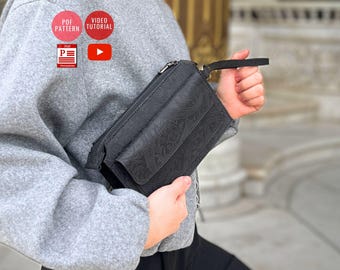 PDF Pattern Unisex Handbag /PDF Pattern Clutch / Leather Portfolio Bag Template/Downloadable Clutch Pattern / Tutorial Video