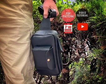 Molde em PDF para pochete de couro / Molde para download de pochete de couro / PDF para bolsa de cinto de couro / Molde para bolsa transversal / Tutorial em vídeo