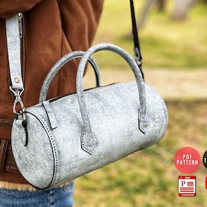 Zylinder Schultertasche Muster / Leder Cross Bag PDF /Herunterladbare Circle Bag PDF Vorlage / Video Tutorial