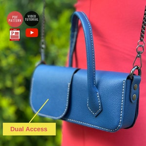 Modèle de sac pour femme à double accès / PDF de sac à bandoulière en cuir / Modèle PDF de sac à main téléchargeable / Tutoriel vidéo