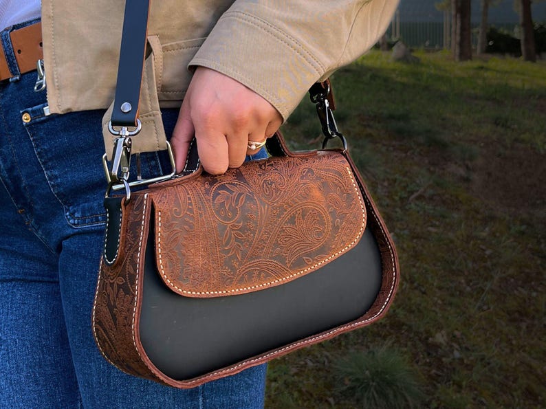 Handbag PDF Pattern / Downloadable Shoulder Bag Pattern / Leather Crossbody PDF Template / Video Tutorial