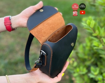 Triangle Bag Pattern / Leather Crossbody Bag PDF / Downloadable Daily Template / Video Tutorial