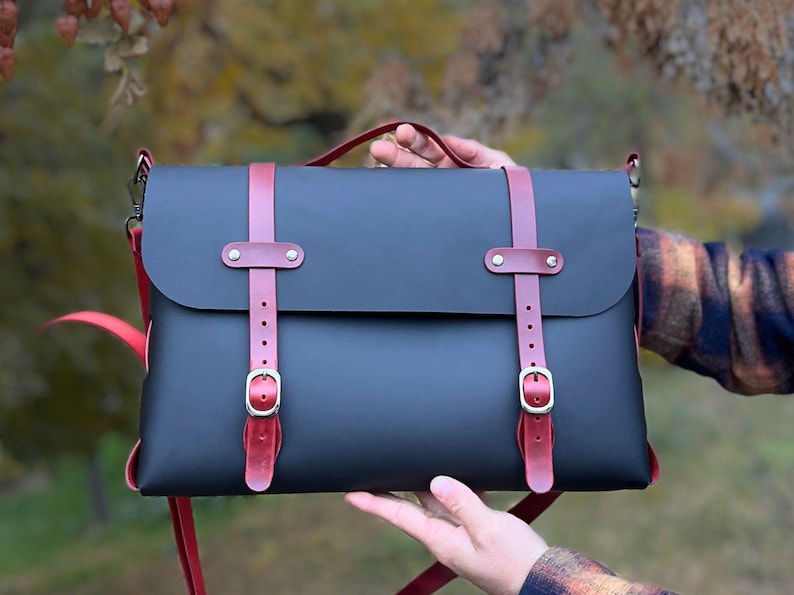 No Stitch Briefcase Pattern / 15,3x10" Leather Travel Laptop Bag PDF / No Sew Messenger PDF Pattern / Crossbody Bag Template