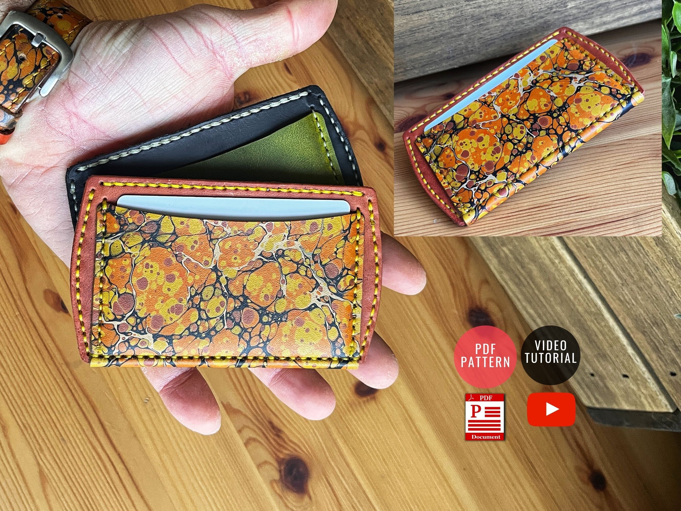 Wallet Template Rounded Pattern PDF Pattern Rounded Cardholder/ Wallet Pattern / Leather Cardholder DIY ...