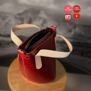 Leder Bucket Handtasche mit Reißverschluss PDF / PDF Pattern Crossbody Bag Pattern / Herunterladbare Schultertasche / Geldbörse Bag Pattern / Video Tutorial