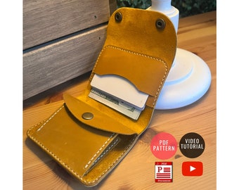 Foldable Leather Wallet with Coin Pouch Pattern / PDF Template / Leather DIY / Wallet Template / PDF Download / Video Tutorial