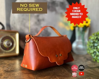 No SEW Shoulder Bag Pattern / Quick DIY Bag / Stitchless Hand Bag PDF Pattern / Crossbody Bag Template / Tutorial Video