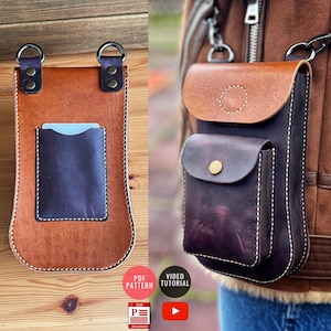 Cross Phone Bag Muster mit Extratasche / Ledertasche PDF /Herunterladbare Crossbody Bag PDF Vorlage / Handy Case Muster / Video Anleitung