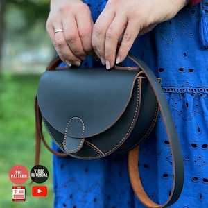 PDF Pattern Halbkreisförmige Handtasche Schnittmuster / Lederhandtasche Schnittmuster / Crossbody Bag PDF Template / Video Tutorial