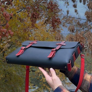 No Stitch Briefcase Pattern / 15,3x10" Leather Travel Laptop Bag PDF / No Sew Messenger PDF Pattern / Crossbody Bag Template