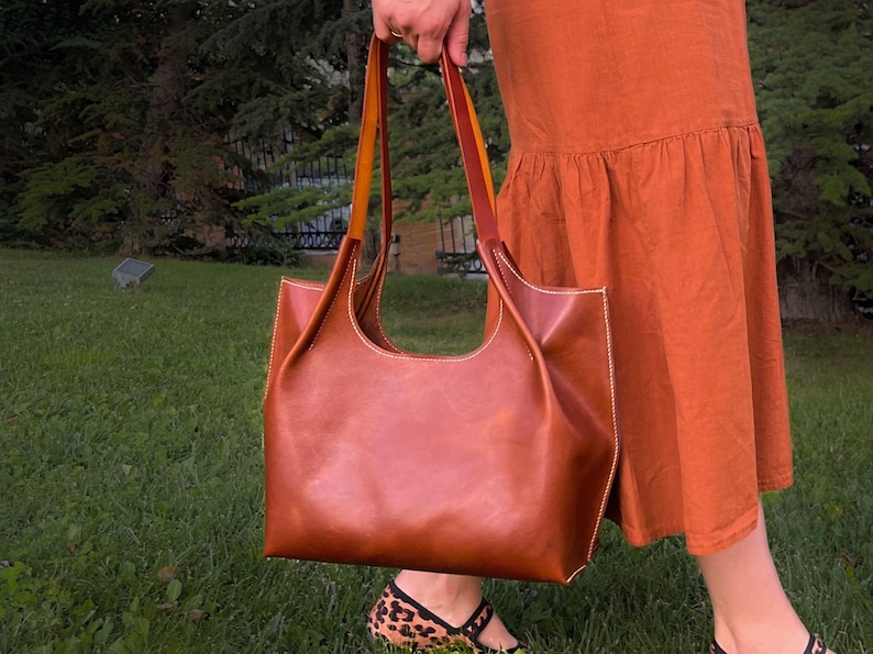 Leather Shopper Bag Pattern / Leather Tote Bag PDF Pattern /Downloadable Shopping Bag Template / Sewing Bag PDF / Video Tutorial