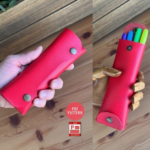 Downloadable Stitchless Pencil Case pattern pdf, pen case pdf, leather pattern pdf, leather case template