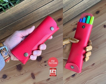 Patrón de estuche de lápiz sin costuras descargable pdf, estuche de bolígrafo pdf, patrón de cuero pdf, plantilla de estuche de cuero