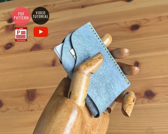 Minimal Leather Wallet  Pattern / Compact Cardholder PDF Template / Leather DIY / Wallet Template / PDF Download / Video Tutorial