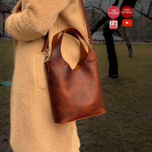 Leder Tragetasche PDF Muster / Leder Schultertasche Vorlage / Nähtasche PDF / Nähanleitung / Nähtasche / Nähtasche Nähanleitung