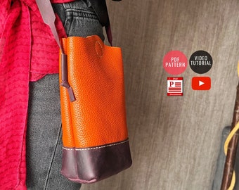 Daily Cross Bag Pattern  / Leather Phone Bag PDF /Downloadable  Crossbody Purse Template / PDF Template / Video Tutorial