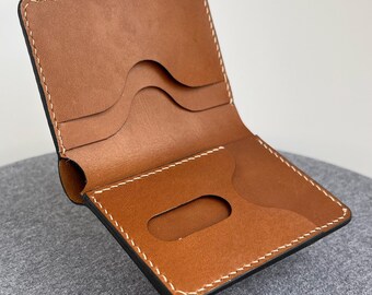 Leather Vertical Wallet Gift / Brown Leather Card Holder / Leather Slim Bifold wallet Men / Groomsmen Gift