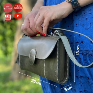 Patrón PDF de bolso de mano y de hombro / Bolso de cuero descargable / Plantilla PDF de bolso de uso diario / Patrón de artesanía / Video tutorial