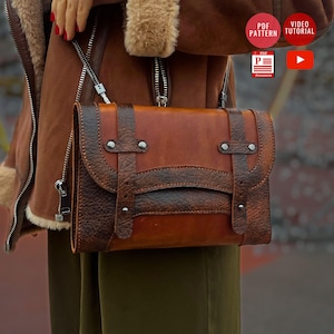 PDF Muster Handtasche Schultertasche / Clutch / Leder Portfolio Tasche / Clutch Schnittmuster / Geldbörse Template / Video-Anleitung