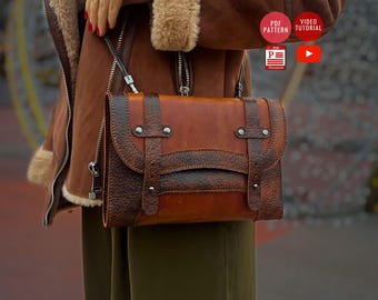PDF Pattern Handbag Shoulder Bag /Downloadable Clutch / Leather Portfolio Bag/ Clutch Pattern / Purse Template / Tutorial Video