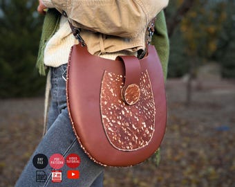 Leather Shopping Bag Pattern / Leather Circular Downloadable Bag PDF Pattern with Video Tutorial