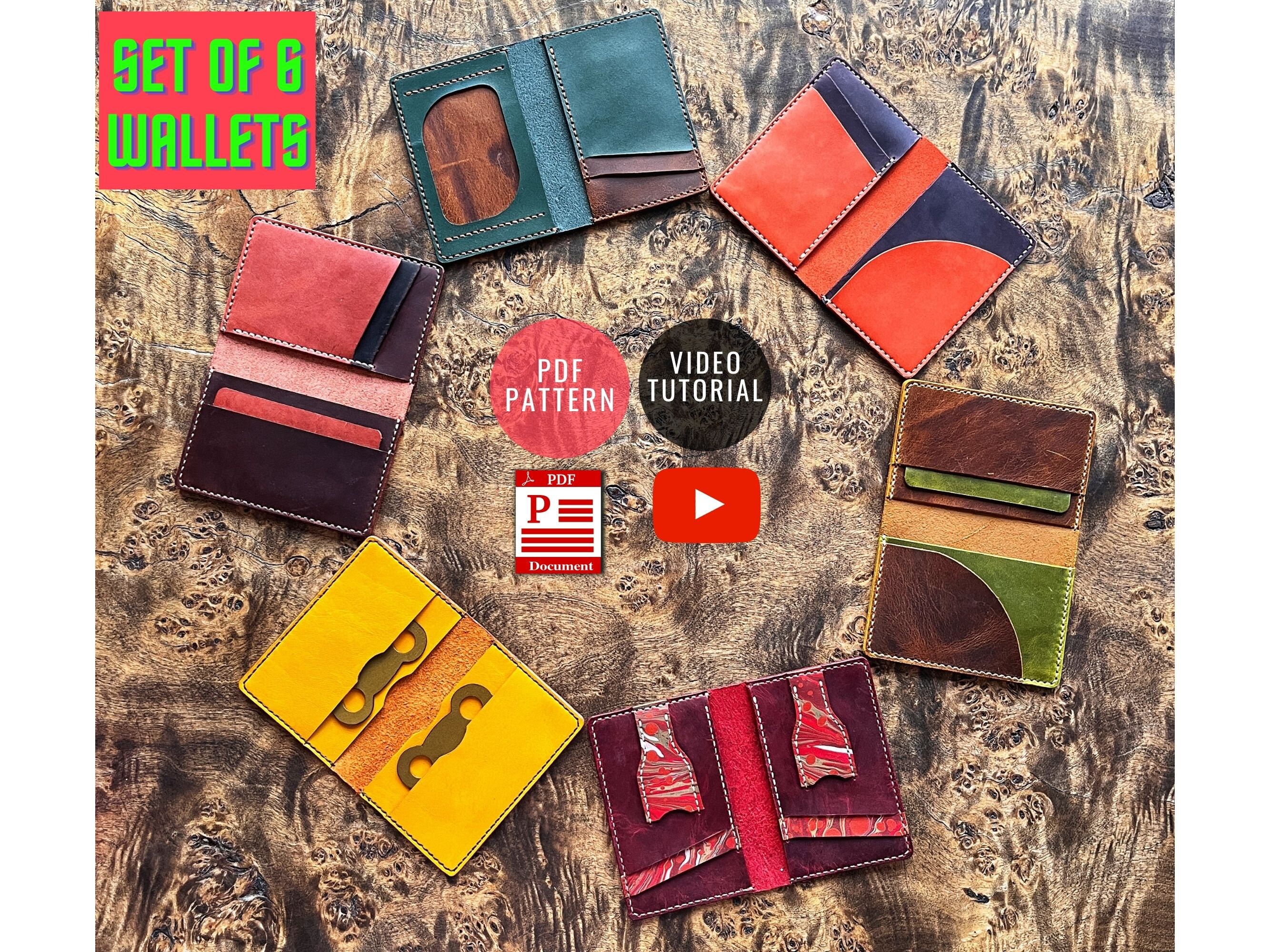 Wallet Template Rounded Pattern Set of 6 Wallet PDF Pattern / Downloadable Leather Wallet/ PDF Template ...
