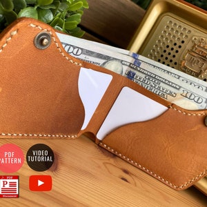Padrão de carteira de couro clássico / 2 tamanhos disponíveis em USD e Eur / Couro DIY / Modelo de carteira / Download de PDF / Tutorial em vídeo