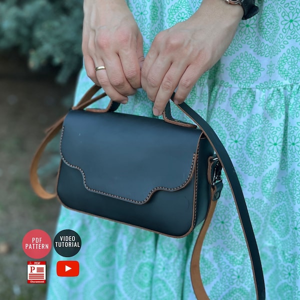 PDF Pattern Crossbody  Bag Pattern / Leather Hand Bag Template / Rectangular  Bag PDF Template / Video Tutorial