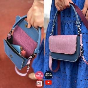Herunterladbares Leder Schultertasche Muster / Cross Bag PDF / Handtaschen Vorlage / Tägliche Crossbody Tasche / Tutorial Video