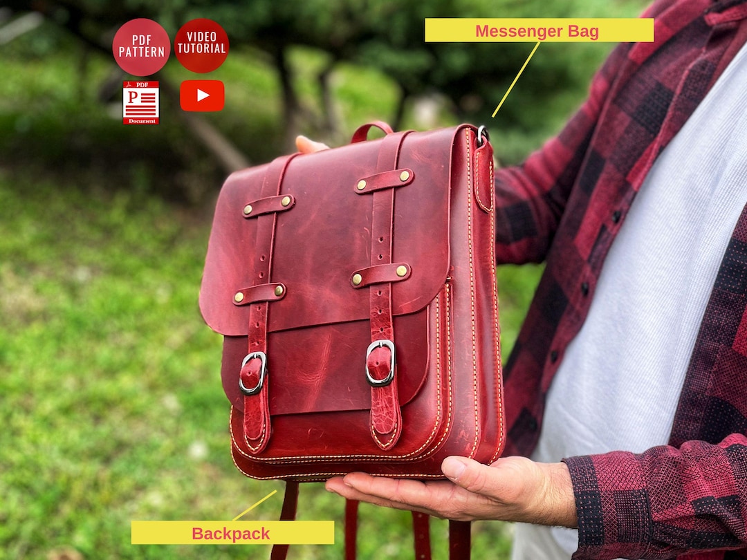 PDF Pattern Casual Leather Backpack / Downloadable Messenger Bag / PDF ...
