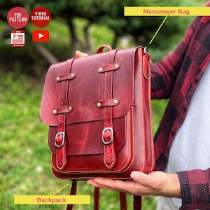 PDF Pattern Lässiger Leder Rucksack / Herunterladbare Umhängetasche / PDF Template DIY Bag / Video Tutorial
