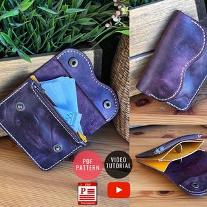 Cartera Snap de acordeón con plantilla de patrón PDF con cremallera / Patrón de billetera de cuero / Plantilla PDF / Bricolaje de cuero