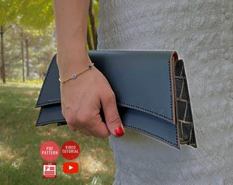 PDF Pattern Portfolio Bag / Downloadable Handbag Template / Leather Clutch/ Clutch Pattern / Night Bag Pattern / Tutorial Video
