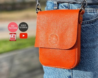 PDF Pattern Messenger Bag / Leather Cross Body PDF /Downloadable Bag Template / Mobile Case Pattern / Video Tutorial
