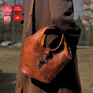 Herunterladbare Leder Tragetasche / Ledertasche PDF Muster / Handtasche Vorlage / Schultertasche PDF Muster / Video Tutorial