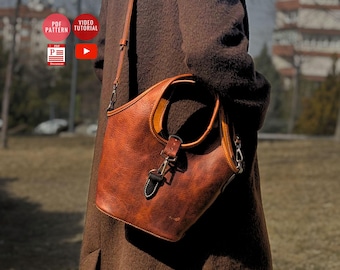 Downloadable Leather Tote Bag / Leather Bag PDF Pattern / Handbag Template / Shoulder Bag PDF Pattern / Video Tutorial