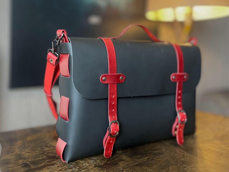 No Stitch Briefcase Pattern / 15,3x10" Leather Travel Laptop Bag PDF / No Sew Messenger PDF Pattern / Crossbody Bag Template