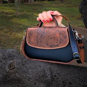 Handbag PDF Pattern / Downloadable Shoulder Bag Pattern / Leather Crossbody PDF Template / Video Tutorial