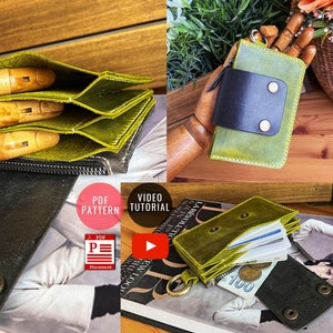 PDF Schnittmuster Akkordeon Leder Brieftasche mit Reißverschluss / Leder Vorlage / Leder DIY / Brieftasche Vorlage / PDF Download / Video Tutorial