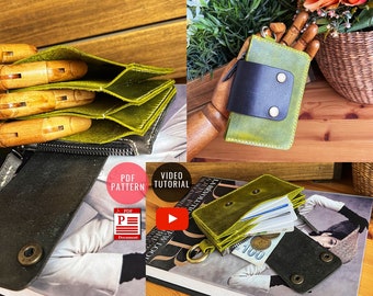 Patrón PDF para billetera de cuero tipo acordeón con cremallera / Plantilla de cuero / DIY de cuero / Plantilla de billetera / Descarga PDF / Videotutorial