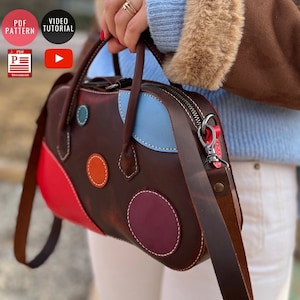 Frauen Handtasche Muster, Leder Schultertasche PDF, Herunterladbare Taschenvorlage, PDF Vorlage