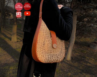 Leather Circular Tote Bag Pattern / Leather Bag PDF Pattern /Downloadable Bag Template / Sewing Bag PDF / Video Tutorial