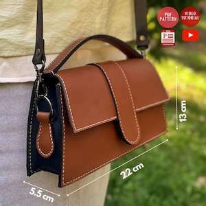 Modèle de sac à main téléchargeable / PDF de sac à bandoulière en cuir / Modèle PDF de sac à bandoulière / Tutoriel vidéo