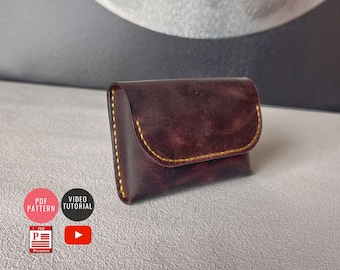 PDF Pattern Compact  Card Pouch / Cardholder Pattern / Leather Wallet DIY / PDF Download / Video Tutorial