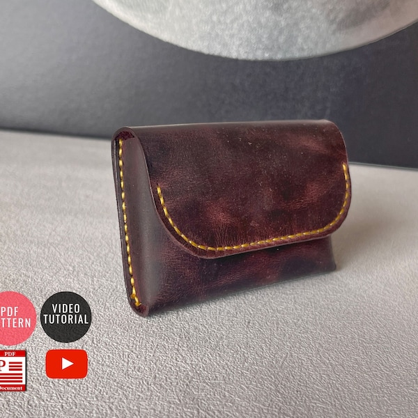 PDF Pattern Compact  Card Pouch / Cardholder Pattern / Leather Wallet DIY / PDF Download / Video Tutorial