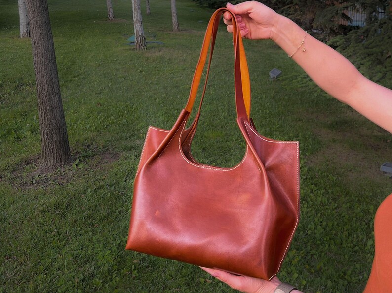 Leather Shopper Bag Pattern / Leather Tote Bag PDF Pattern /Downloadable Shopping Bag Template / Sewing Bag PDF / Video Tutorial
