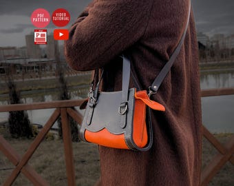 PDF Pattern Shoulder Bag Pattern / Downloadable Crossbody Leather Bag / Handbag PDF Template / Purse Template / Video Tutorial