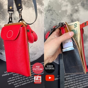 Patrón de bolso cruzado de viaje / Patrón de bolso para teléfono PDF / Plantilla de bolso cruzado descargable en PDF / Patrón de bolso para pasaporte / Tutorial en video