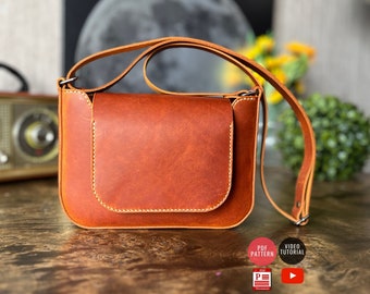 Leather Crossbody Bag Pattern: Shoulder Bag PDF Template (Video Tutorial)